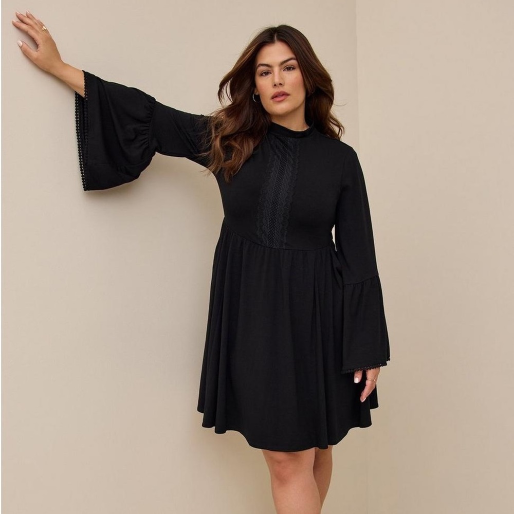 Torrid Black Mini Jersey Mock Neck Skater Dress Size 3